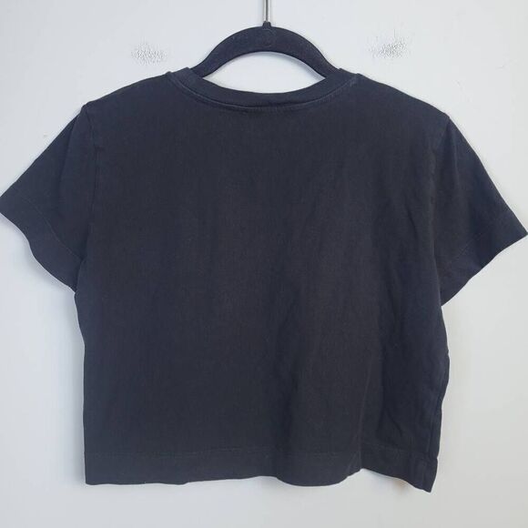 Aritzia Wilfred Free Crop Top Shirt Black Size Small Short Sleeve Casual Staple - Picture 2 of 5
